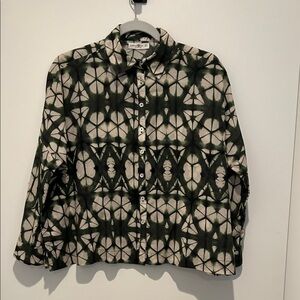 Green and Cream Patterned Button-Up Shirt by Natural Life